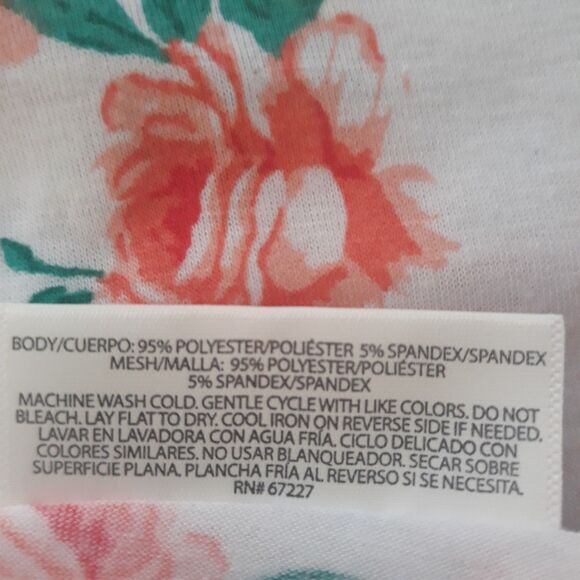 Bobbie Brooks Top Womens Large  Pink Peach Floral Mesh White Front Keyhole Back - Picture 10 of 10